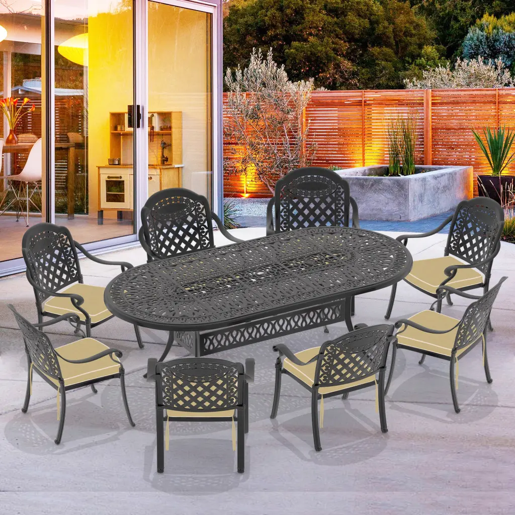 9-Piece Cast Aluminum Patio Cushion Set Random Colors Outdoor Decor nicesure