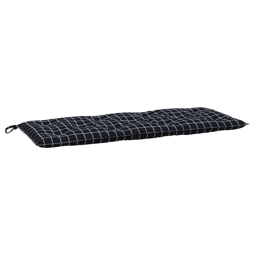 Garden Bench Cushion Black Check Pattern 47.2 Inch Outdoor Seat Pad