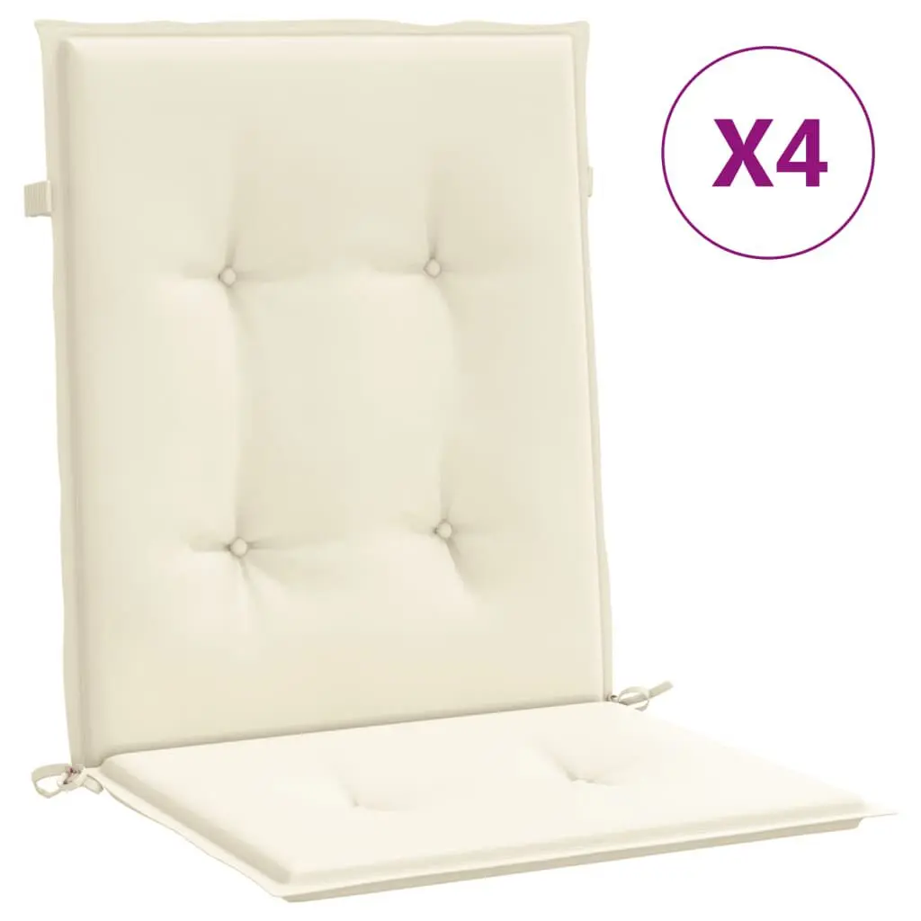 Garden Low Support Chair Cushions 4 pcs Cream 39.4x19.7x1.2 Oxford Fabric Outdoor Seat Cushions