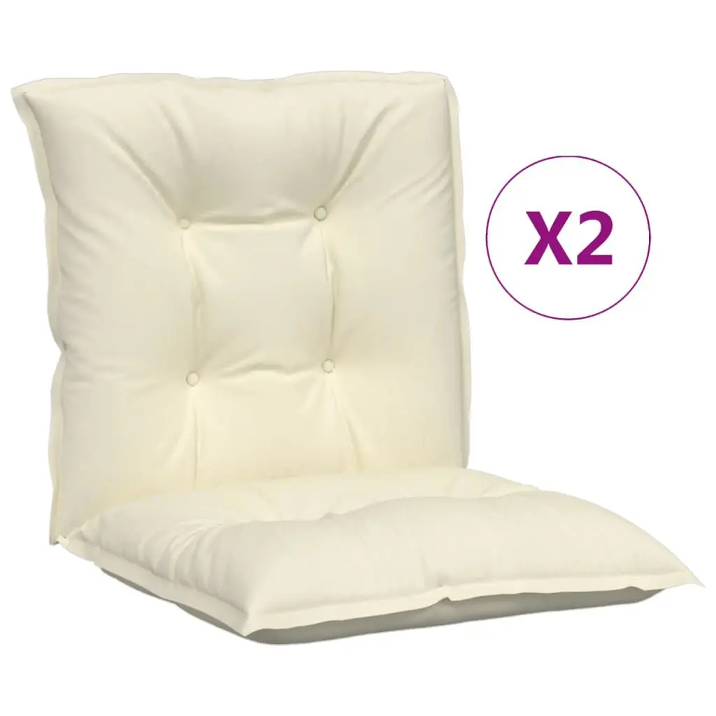 Garden Low Support Chair Cushions 2 pcs Cream 39.4x19.7x2.8 Thick Outdoor Seat Cushions