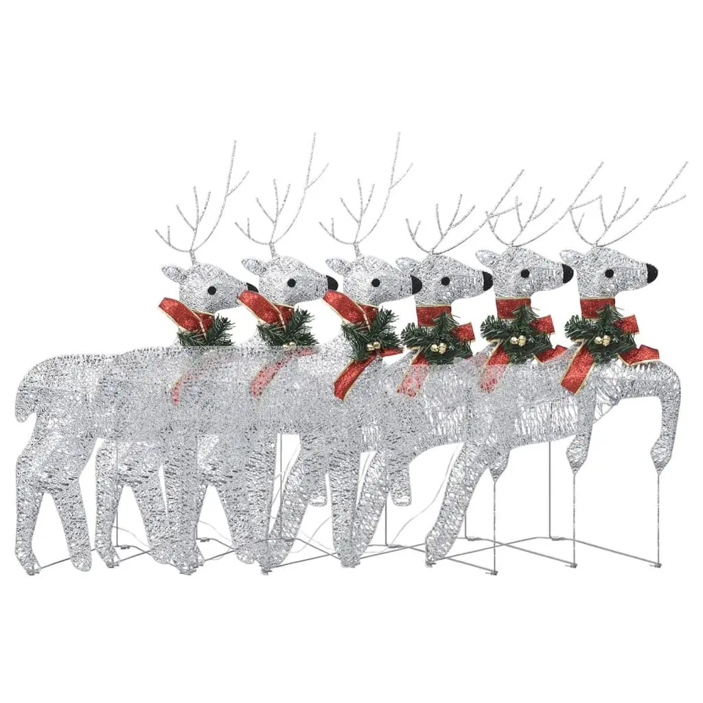 Christmas Reindeers 6 pcs Silver 120 LEDs Outdoor Holiday Decorations