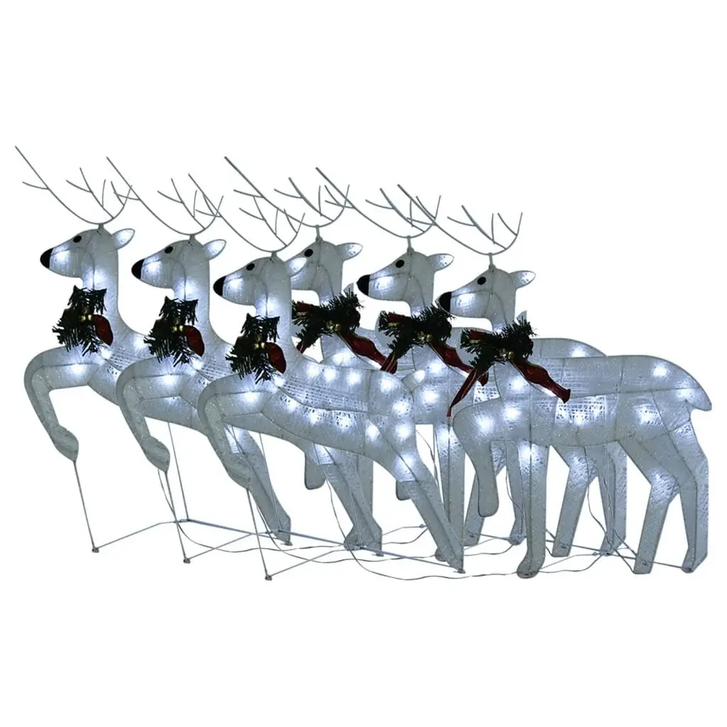 Christmas Reindeers 6 pcs White 120 LEDs Outdoor Holiday Decorations