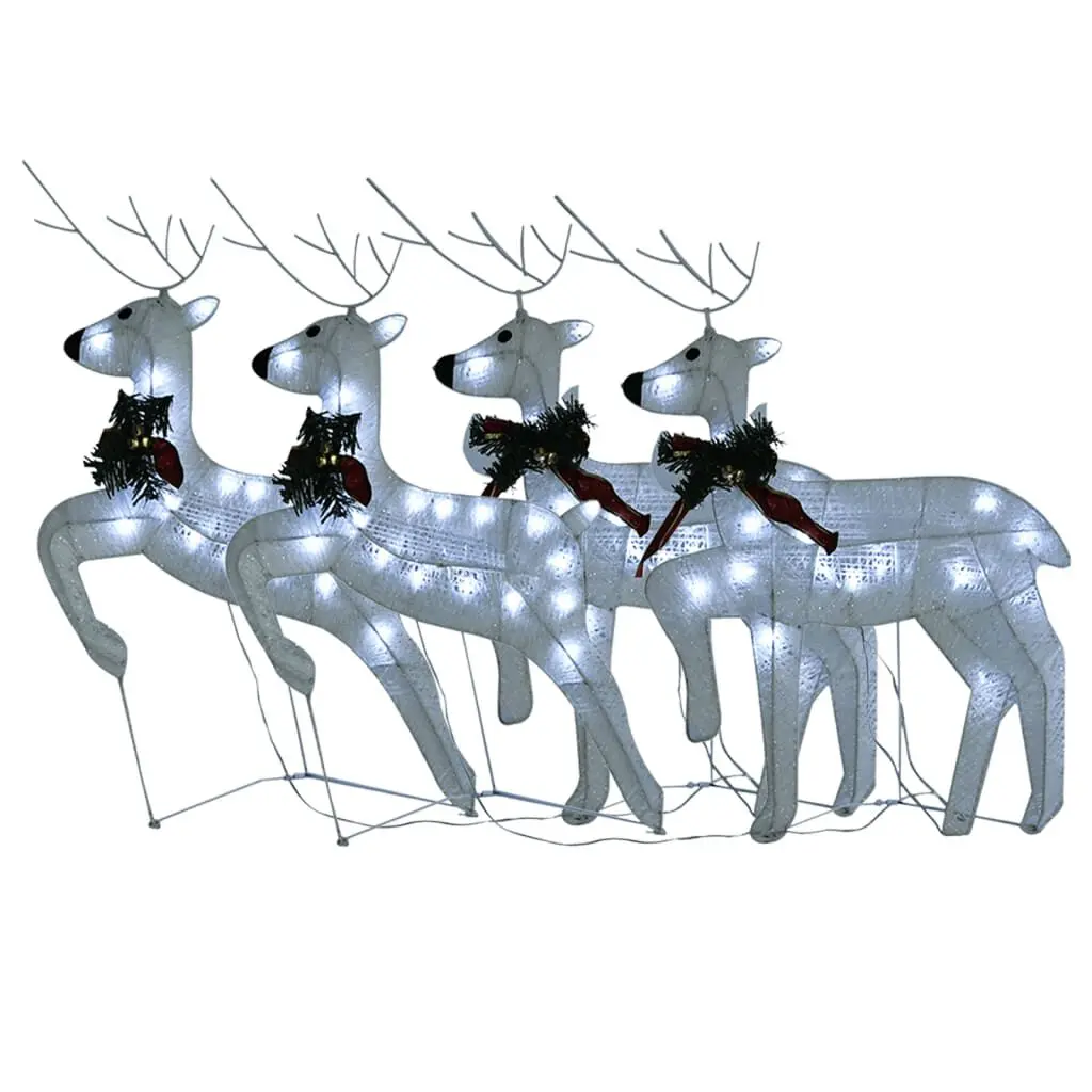 Christmas Reindeers 4 pcs White 80 LEDs Outdoor Holiday Decorations