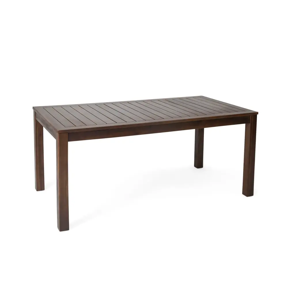 Weather-Resistant Acacia Wood Outdoor Dining Table Slatted Top - Dark Taupe
