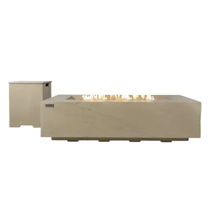 Elementi Plus - Colorado Rectangular Concrete Fire Pit Table - OFG410SY Compatible Propane Tank