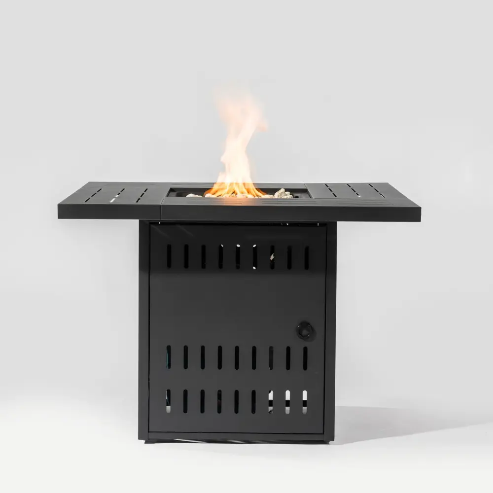 34" Propane Gas Fire Pit Table, 50000 Btu Rectangular Reinforced Fire Pit Outside Patio Deck Garden Courtyard - Black Igni...