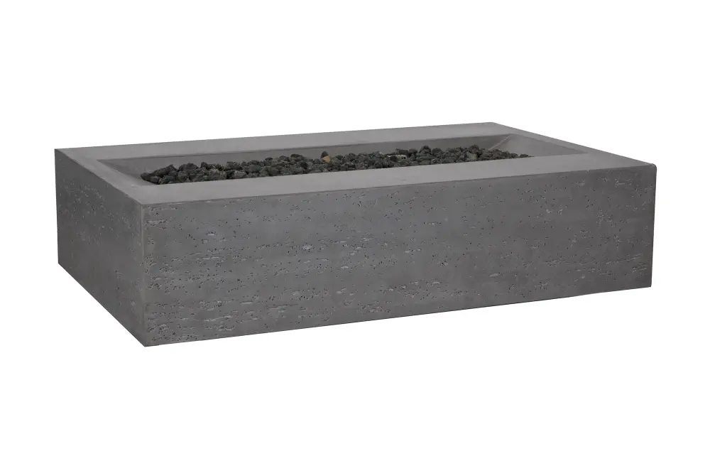 PyroMania Fire - Millenia Rectangle Concrete Fire Pit Table Lava Rock