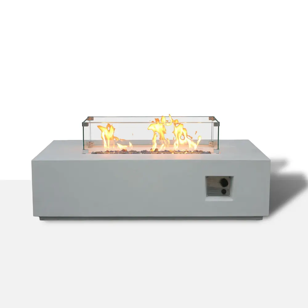 Wood Burning Fireplace Outdoor Concrete Propane Gas Rectangle Fire Pit Table