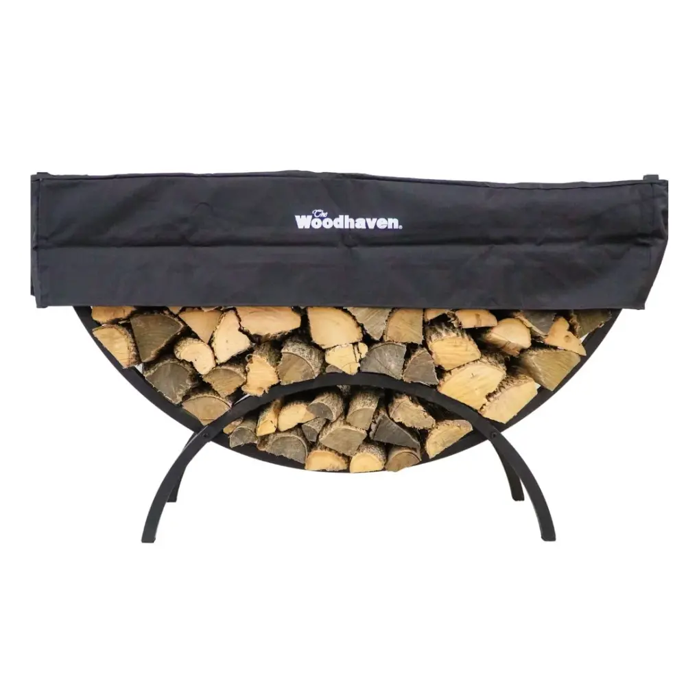 Woodhaven 5ft Crescent Firewood Rack and Cover Protective Cover