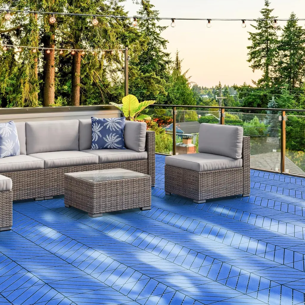 44 Pack Polymer Interlocking Tiles 12x12 Inch Wave Pattern Patio Flooring rnb