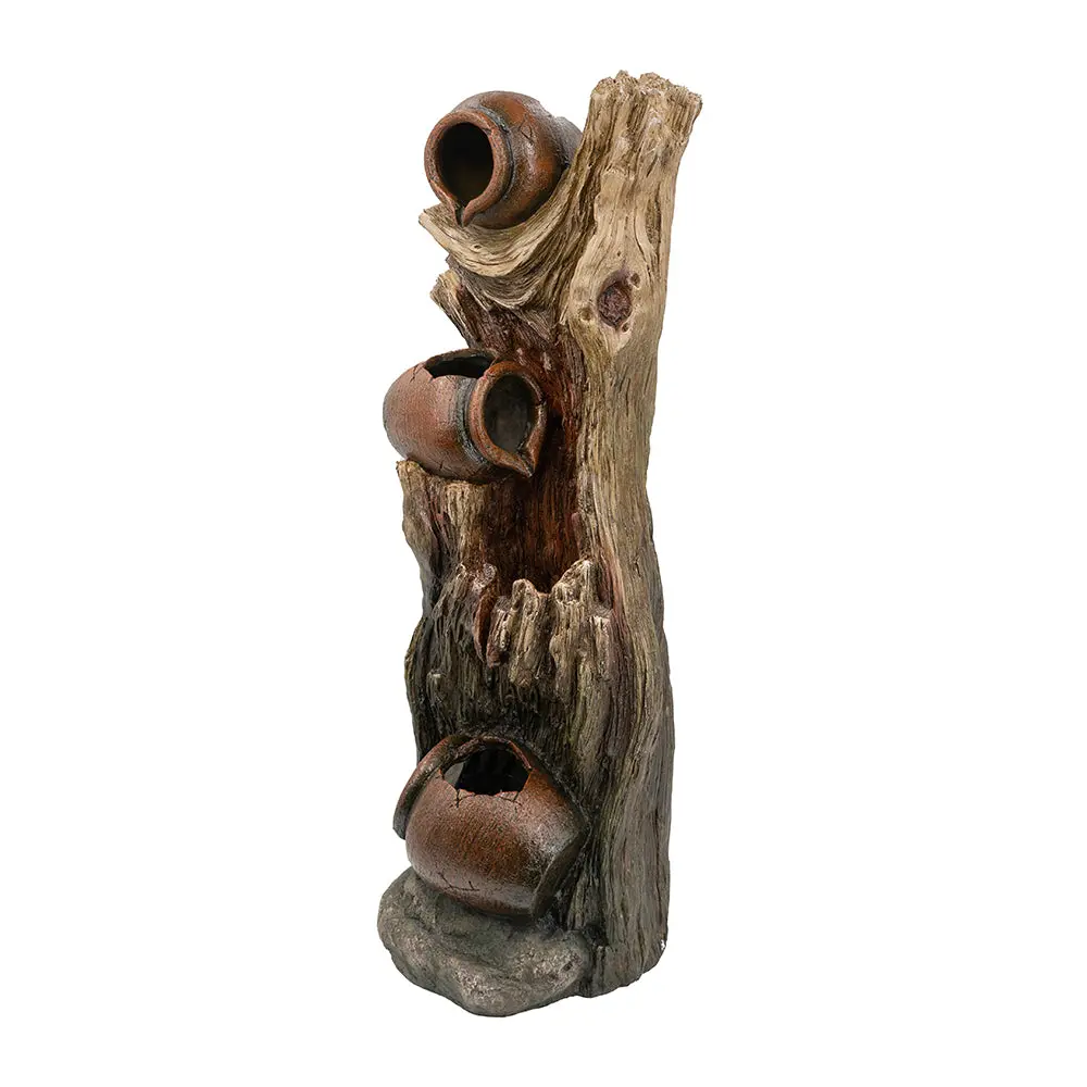 12.4X11.6X37.8" Decorative 3 Tier Tree Trunk Fountain LED Lights w2078
