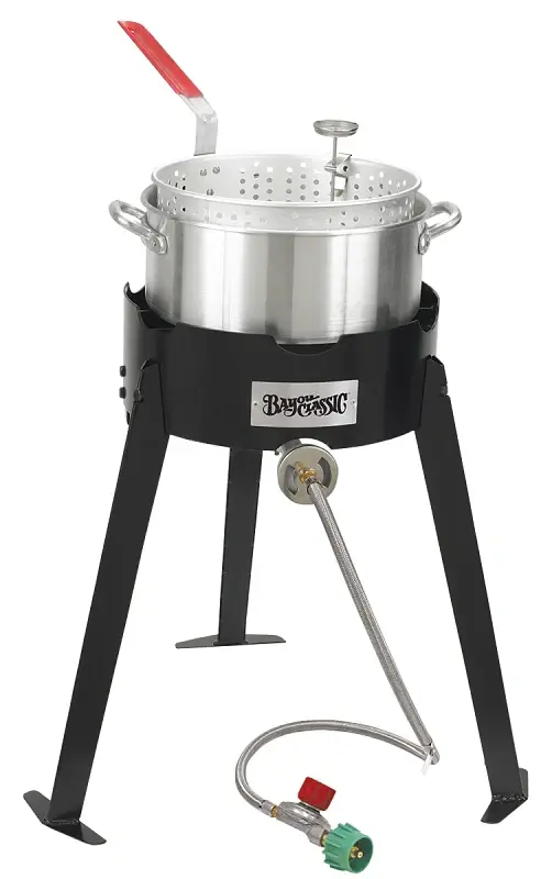 Bayou Classic 2212 Fryer Cooking Kit, 10 qt Capacity, Aluminium Powder Coated Black