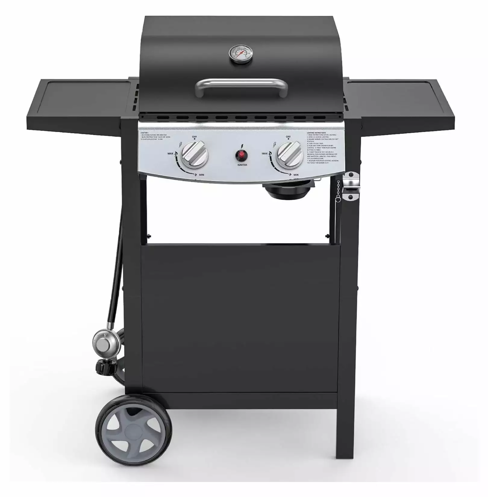 JYUii 2 Burner BBQ Propane Gas Grill 20.000 BTU Gas Grill Top Cover Lid Wheels and Side Storage Shelves Barbeque Gas Grill...