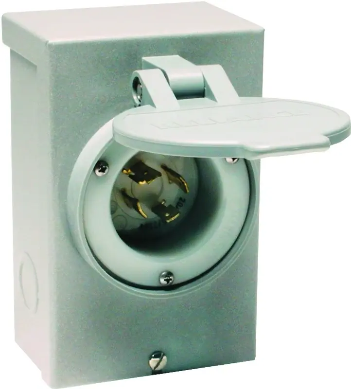Reliance Controls PB20 Power Inlet Box, 20 , 125/250 V, Pewter
