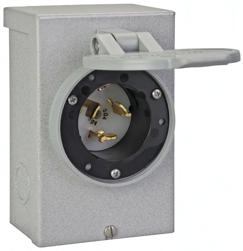 Reliance Controls PB50 Power Inlet Box, 50 , 125/250 V, Slate Compatible Honda EU2200i