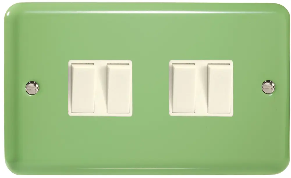 Varilight 4 Gang (Quad), 1or 2 Way 10 Amp Switch, Classic Lily Beryl Mint XY9W.BG