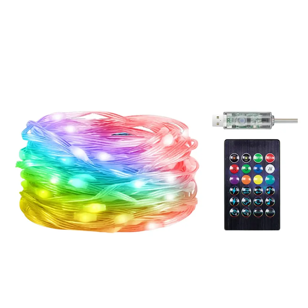 Rabalux outdoor lighting, RGB LED string, IP44, Wi-Fi, Wireless pairing, Biri Adjustable Flame