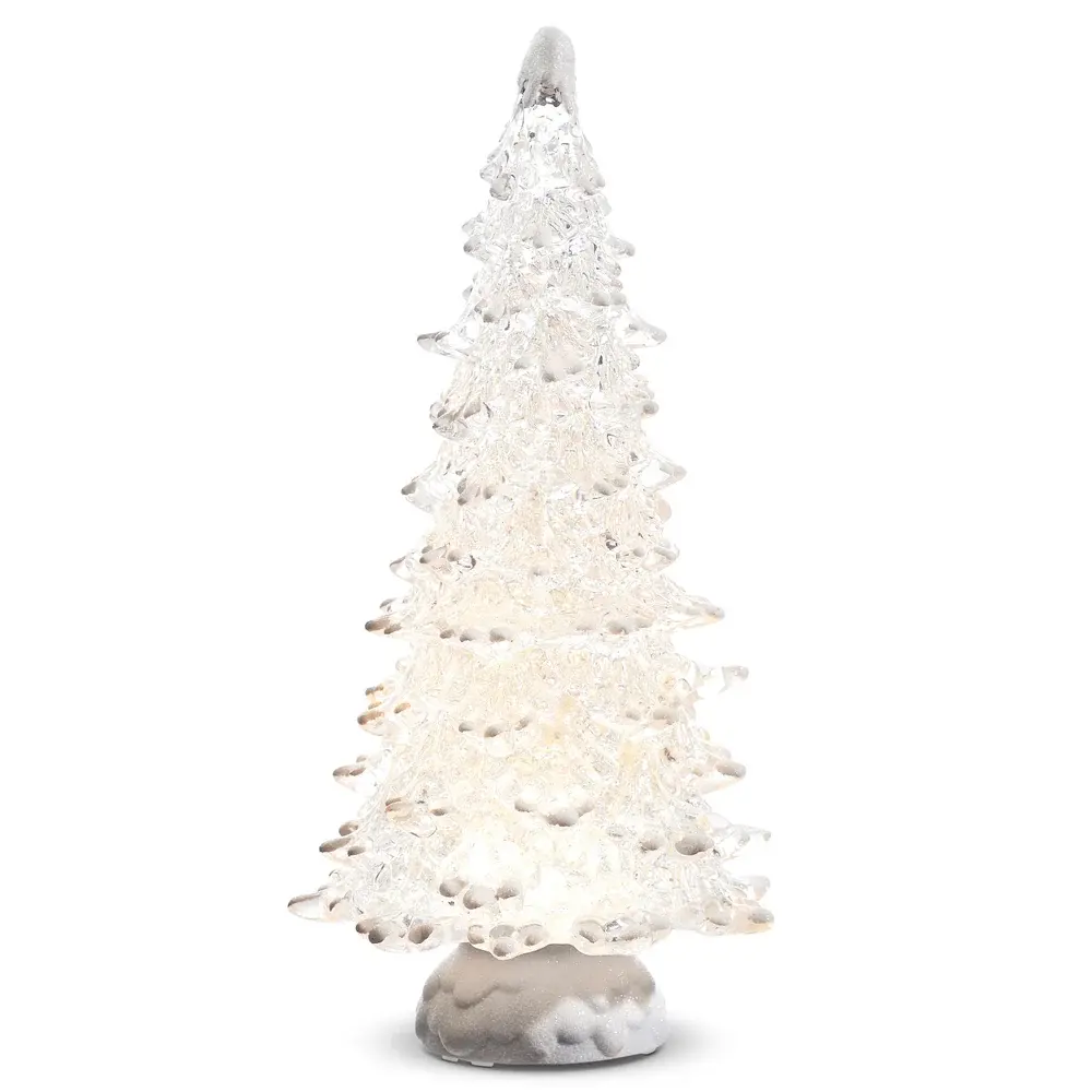 15" Lighted Tree Snow and Swirling Glitter