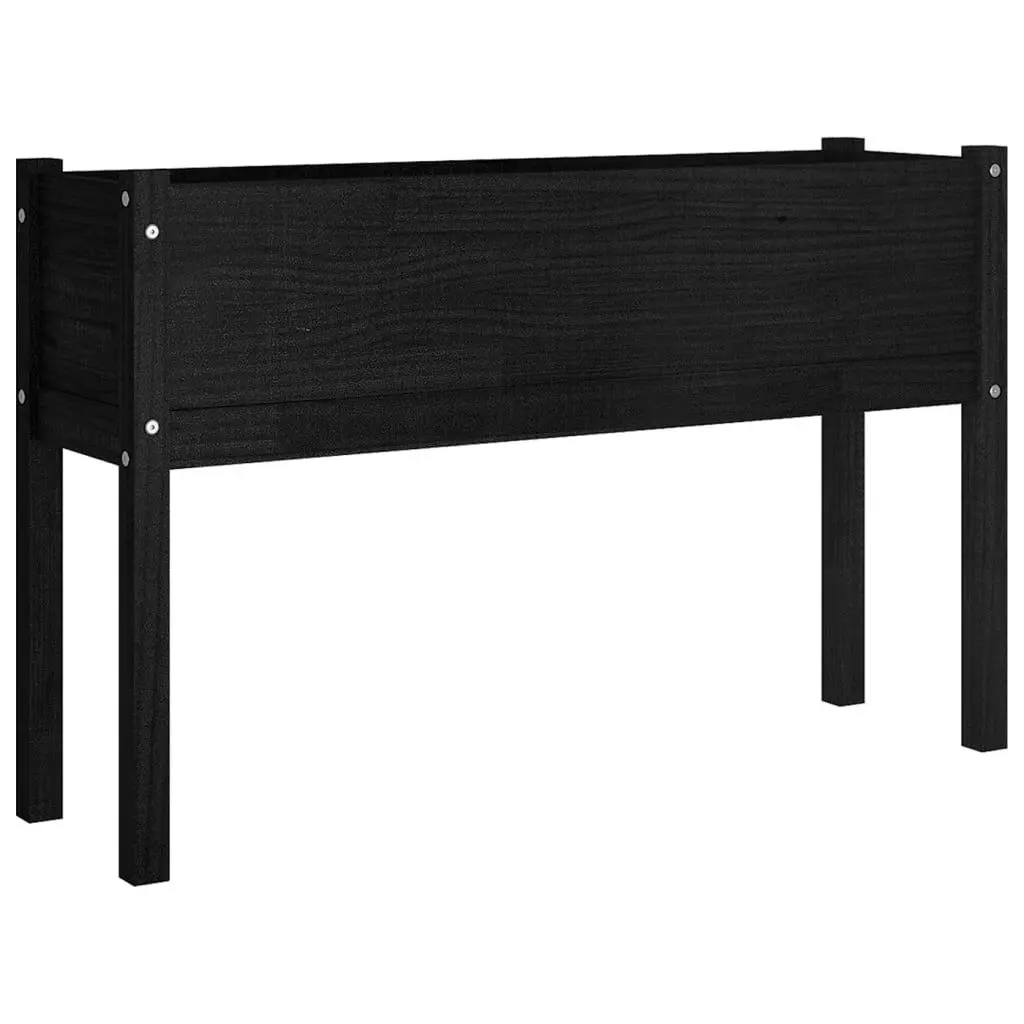 Garden Planter Black 43.3x12.2x27.6 Inches Solid Wood Pine Outdoor Flower Box