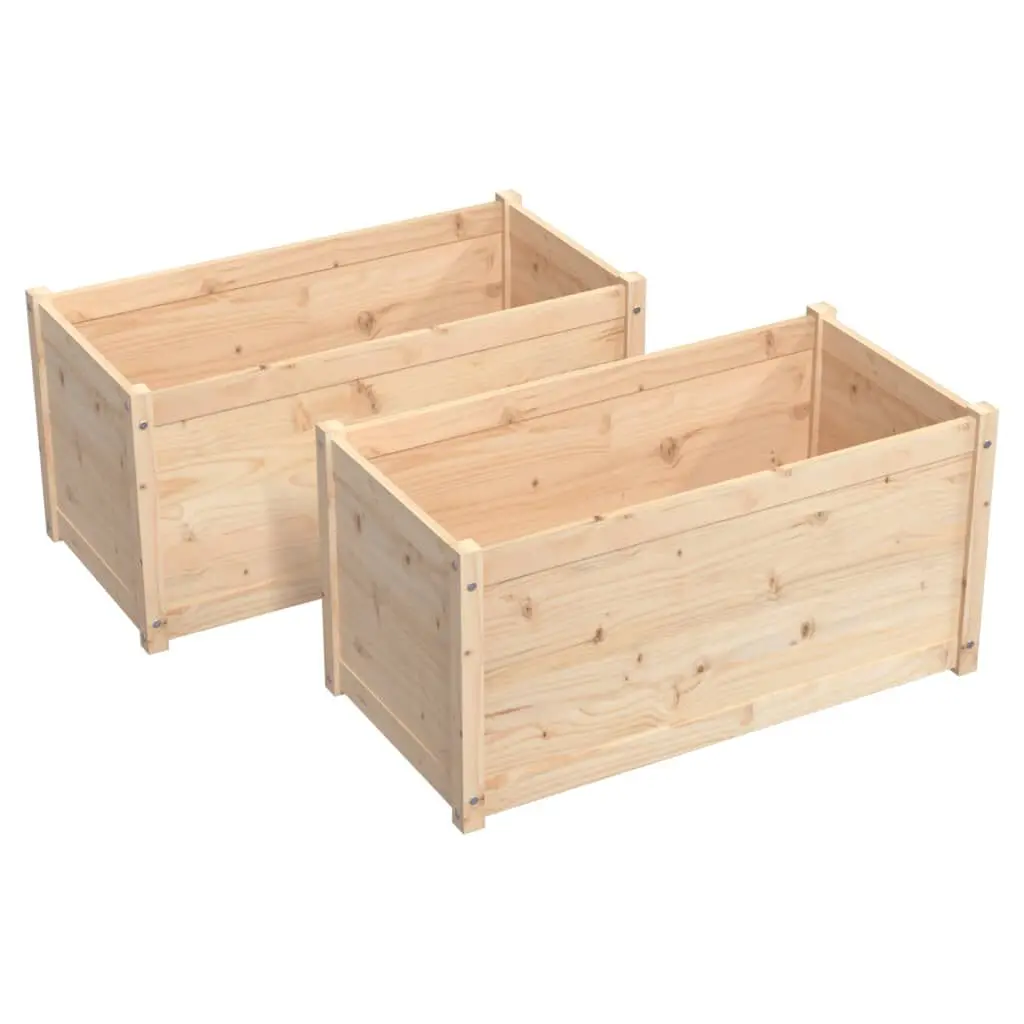 Garden Planters 2 Pack 39.4x19.7x19.7 Inches Solid Wood Pine Outdoor Plant Boxes