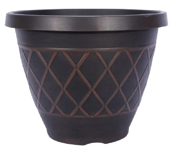 Southern Patio HDR-054849 Round Brown Planter 15 Inch Indoor Outdoor Plants