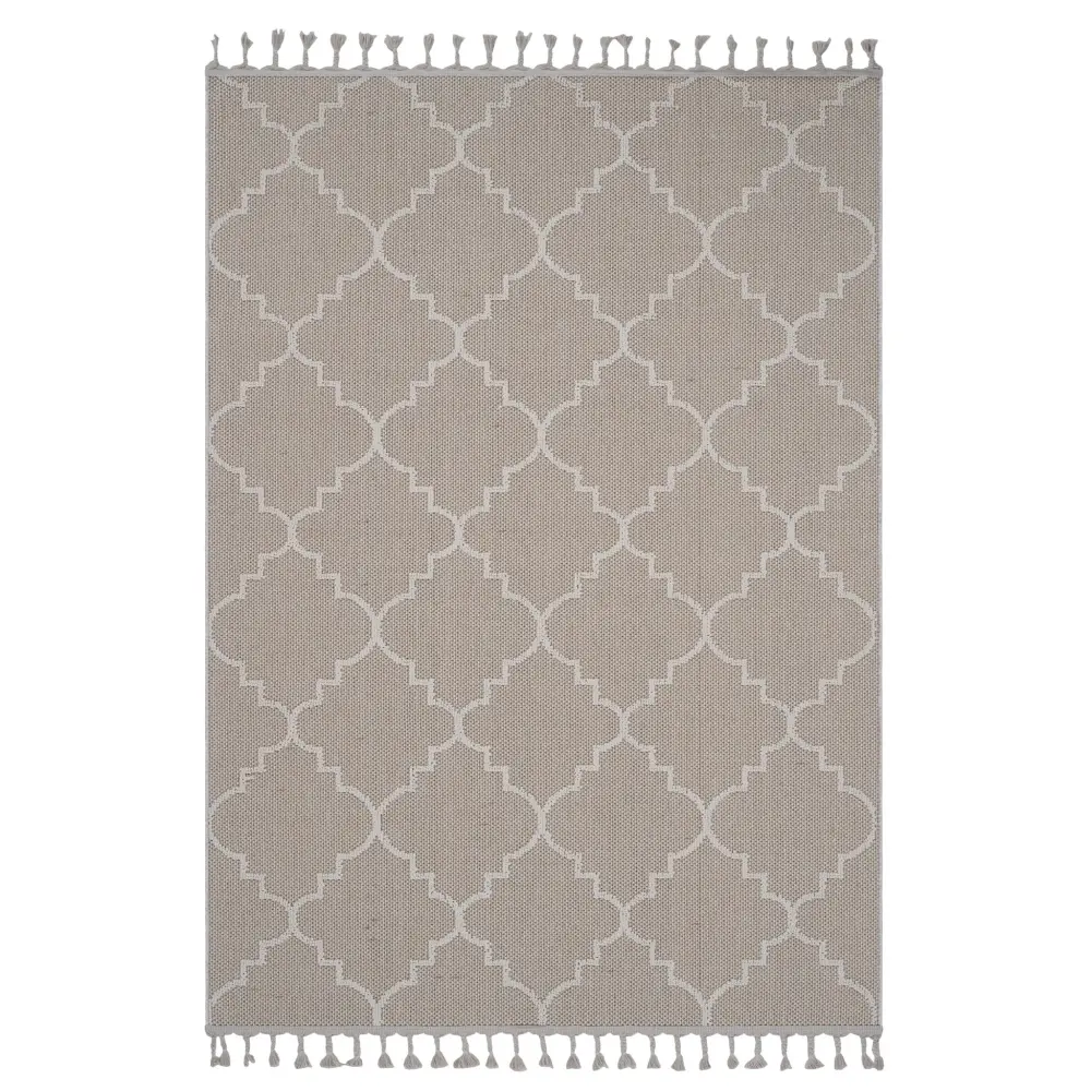Guros - 8' X 10' Trellis Indoor / Outdoor Area Rug - Ivory Anti-Skid Base