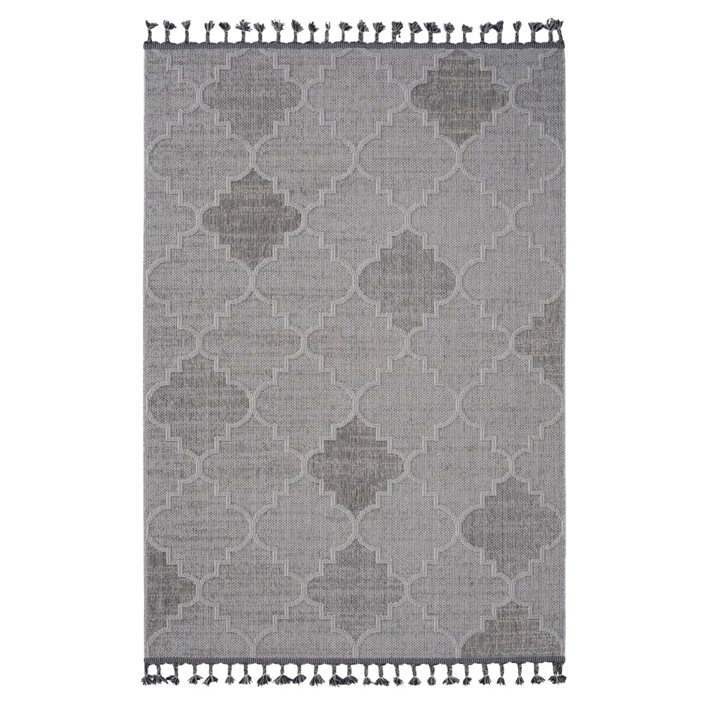 Guros - 8' X 10' Trellis Indoor / Outdoor Area Rug - Pearl / Gray