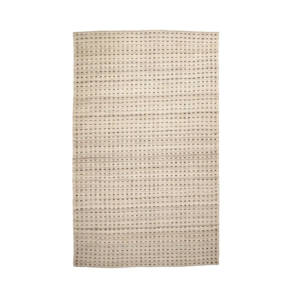Indoor Outdoor Double Stitch Design Rug Sizable - Natural Navy & Ivory