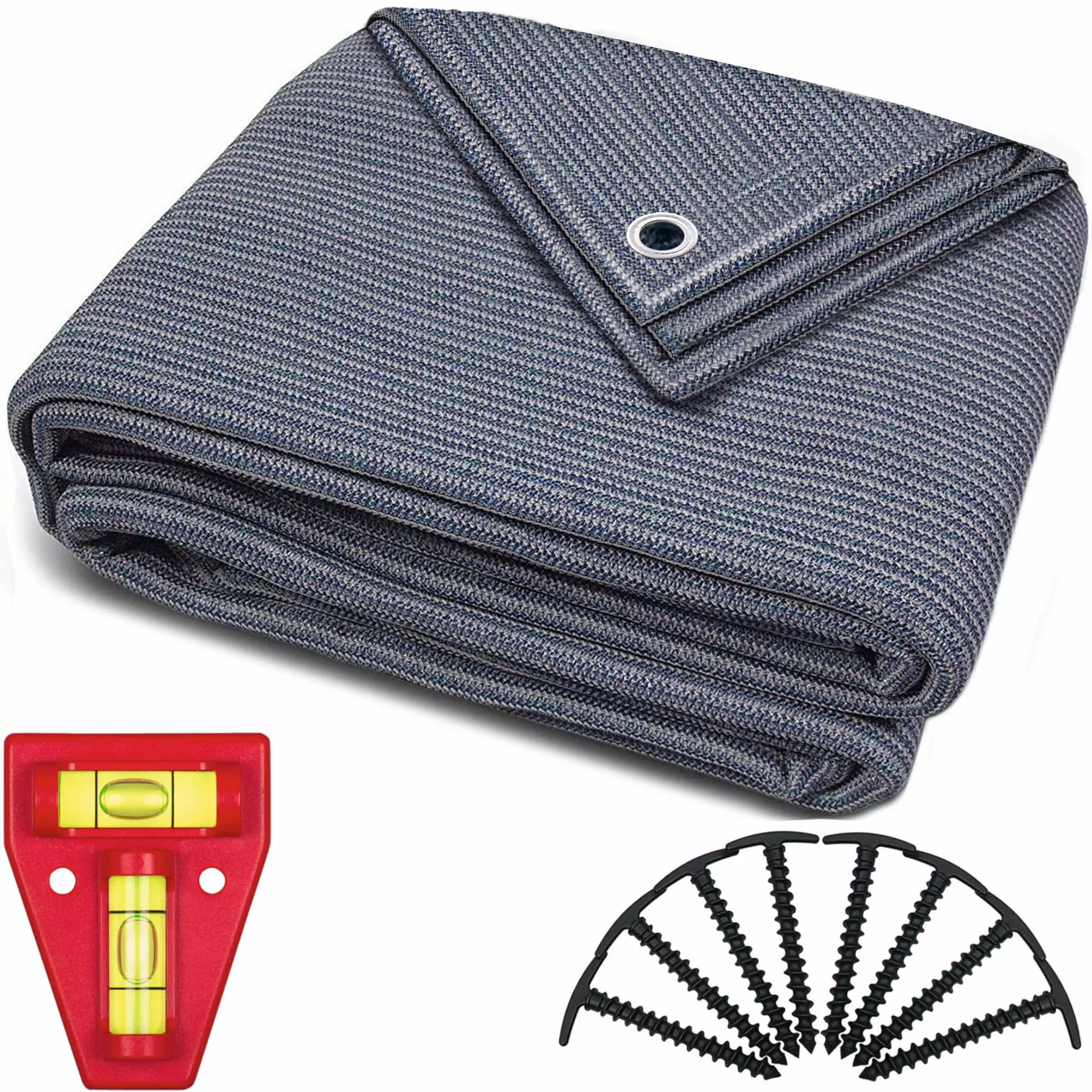 Awning Carpet Blue/Grey Polyethylene Groundsheet Stainless Steel Eyelets and Carrying Bag WW & Friends