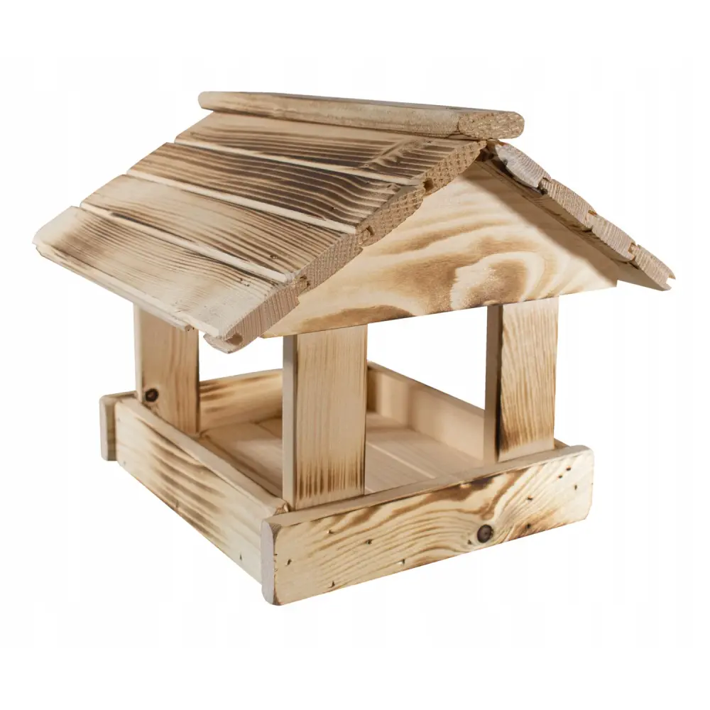 Woodok bird feeder, hardwood, folded, tan, strong hooks