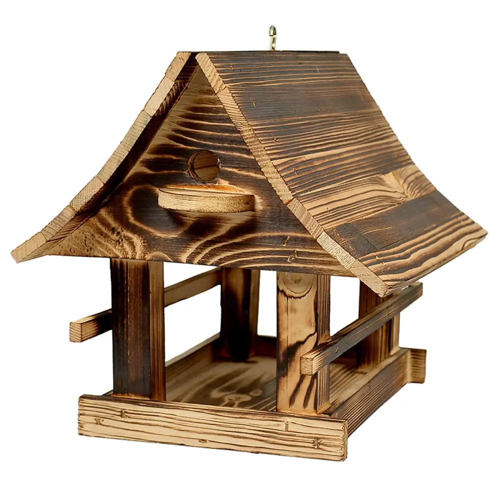 Woodok bird feeder, timber, folded, tan, hanging hook - 72 Inches Tall