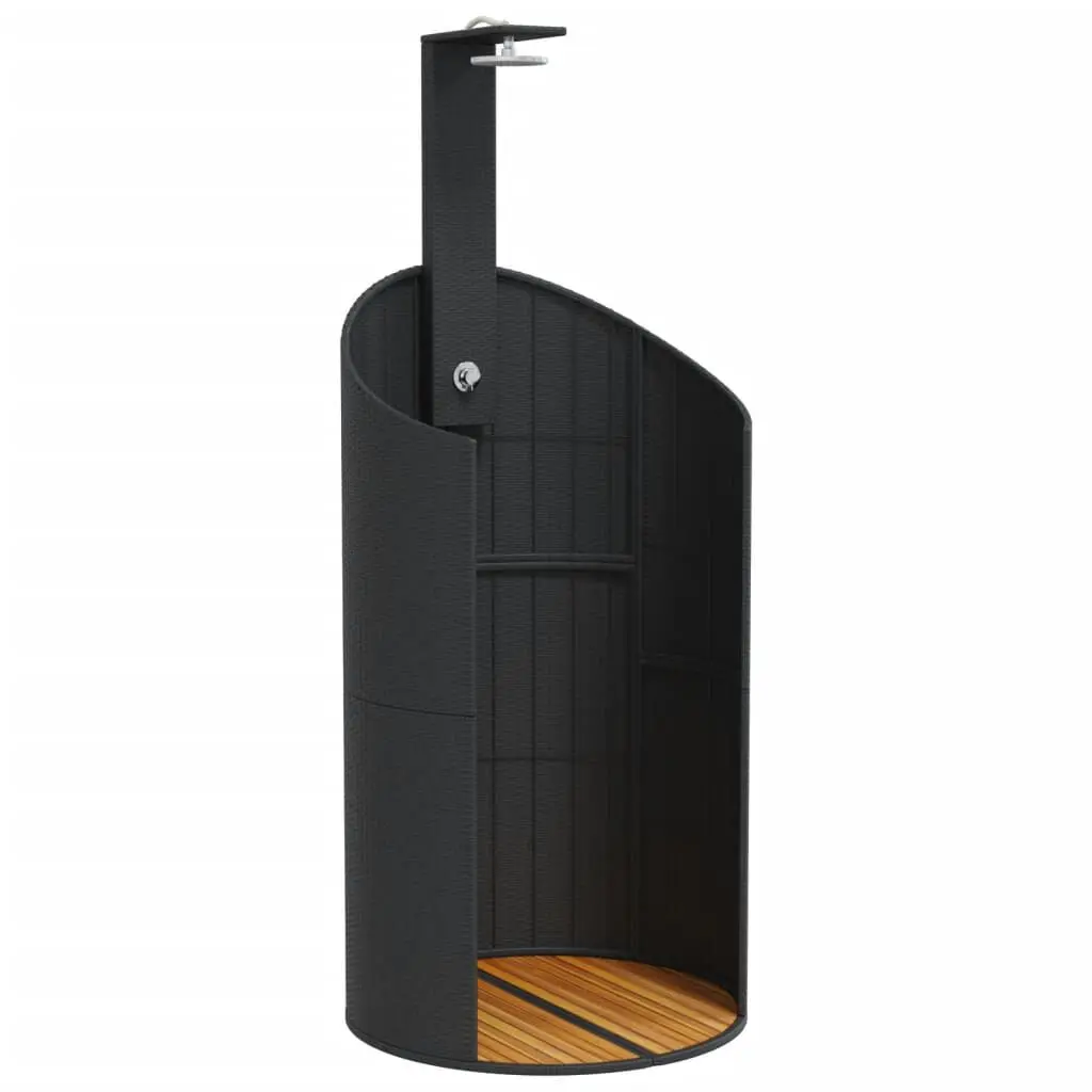 Outdoor Shower Black 39.4x39.4x95.1 Inches Poly Rattan and Acacia Wood Garden Shower