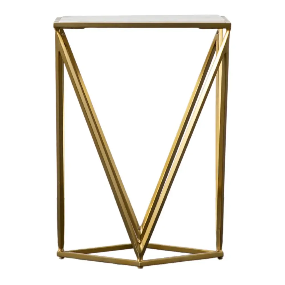 Adjustable Height Murray Marble Side Table Golden