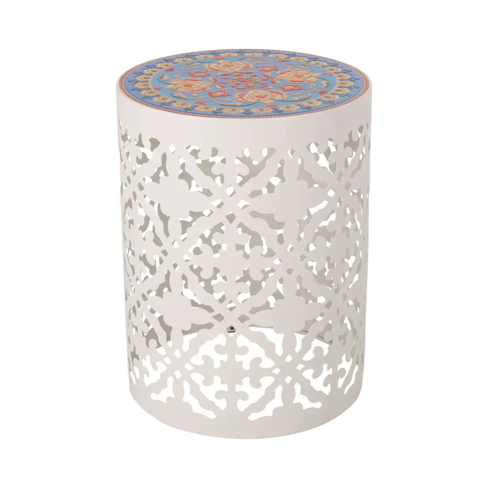 Airy - Outdoor Side Table Lace Cut Design And Steel Frame
