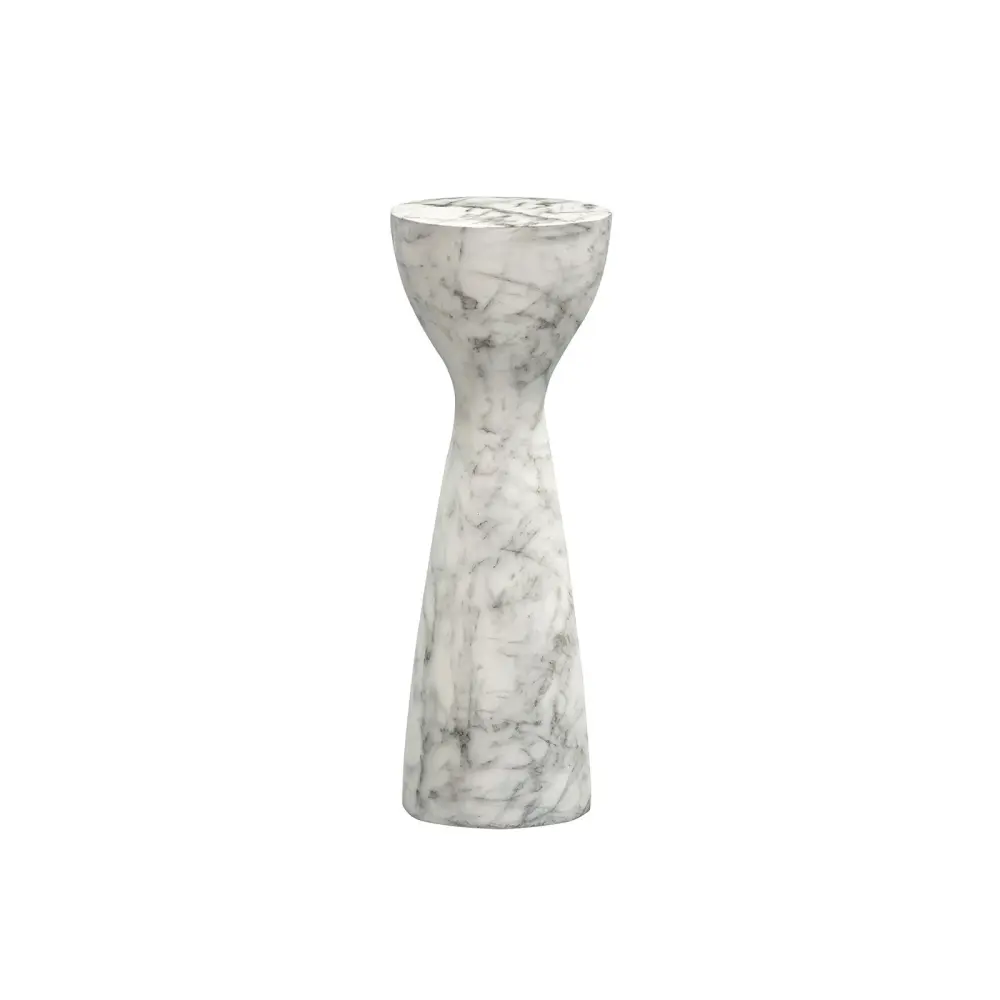 Akali Small Carrara Marble Round Side Table - White