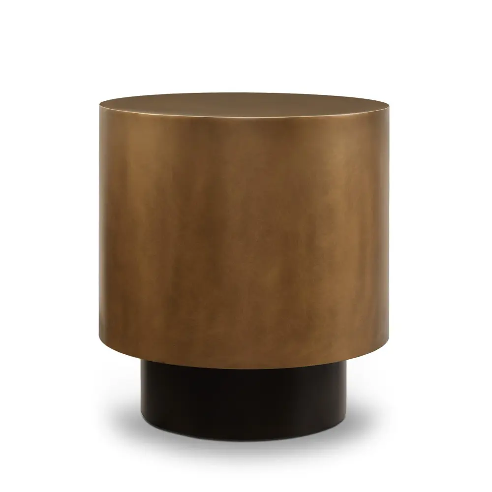 Aldo Round Side Table - Steel Hairline Warm finish & Satin Black Outdoor Dining