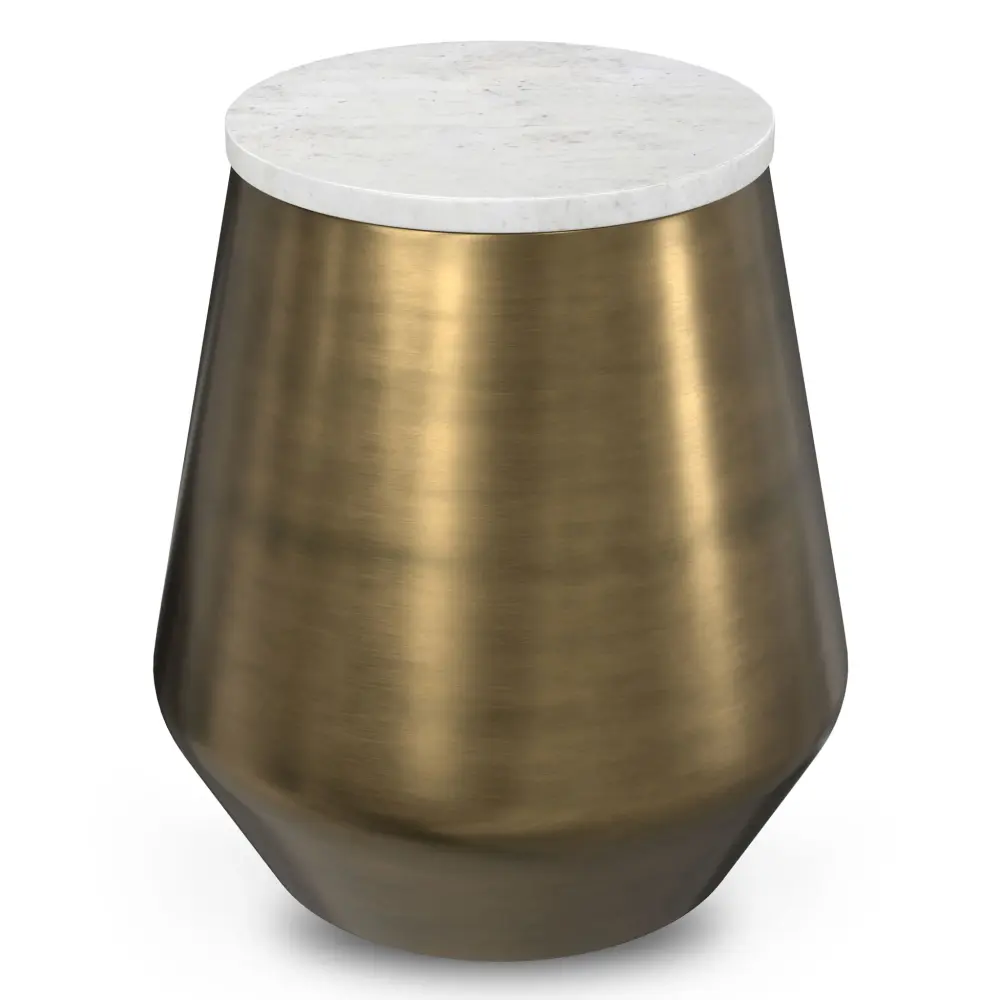 Benning - Side Table - Antique Brass / Alabaster