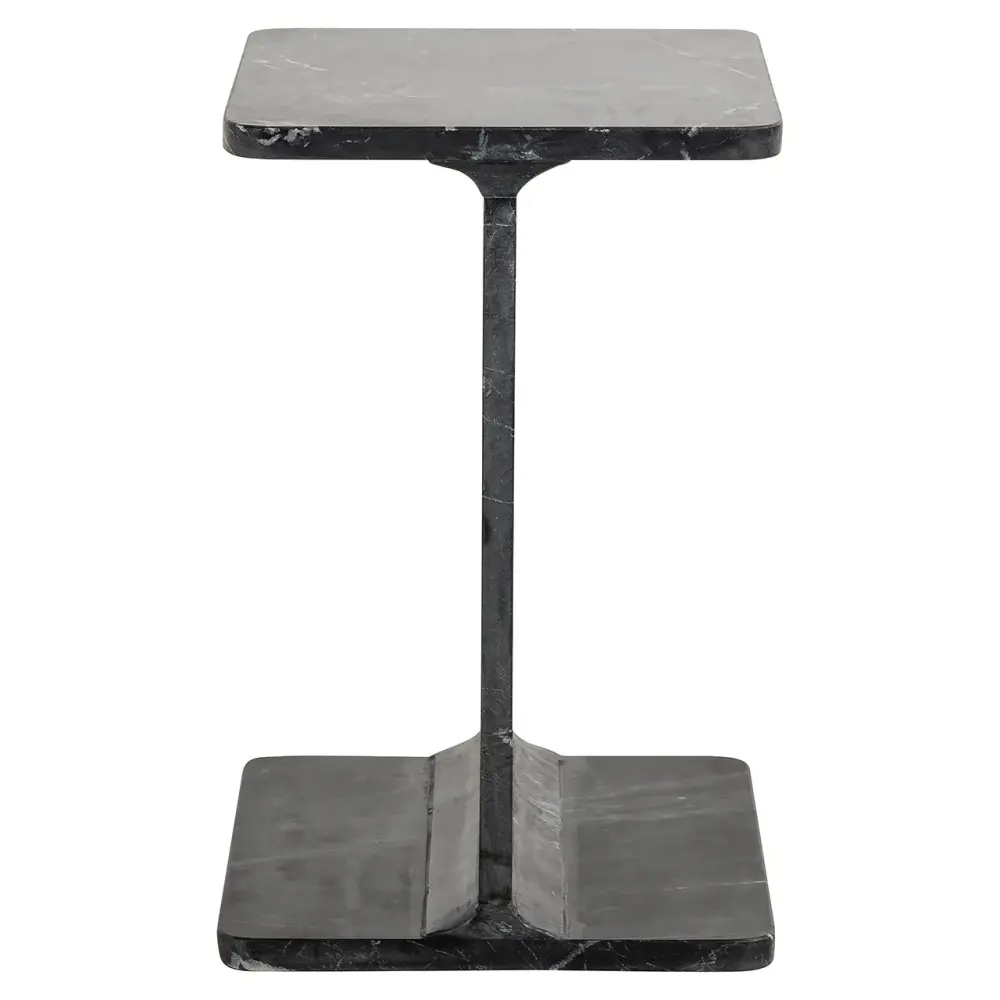 Benson Marble Square Side Table - Ebony Quick Fold Design