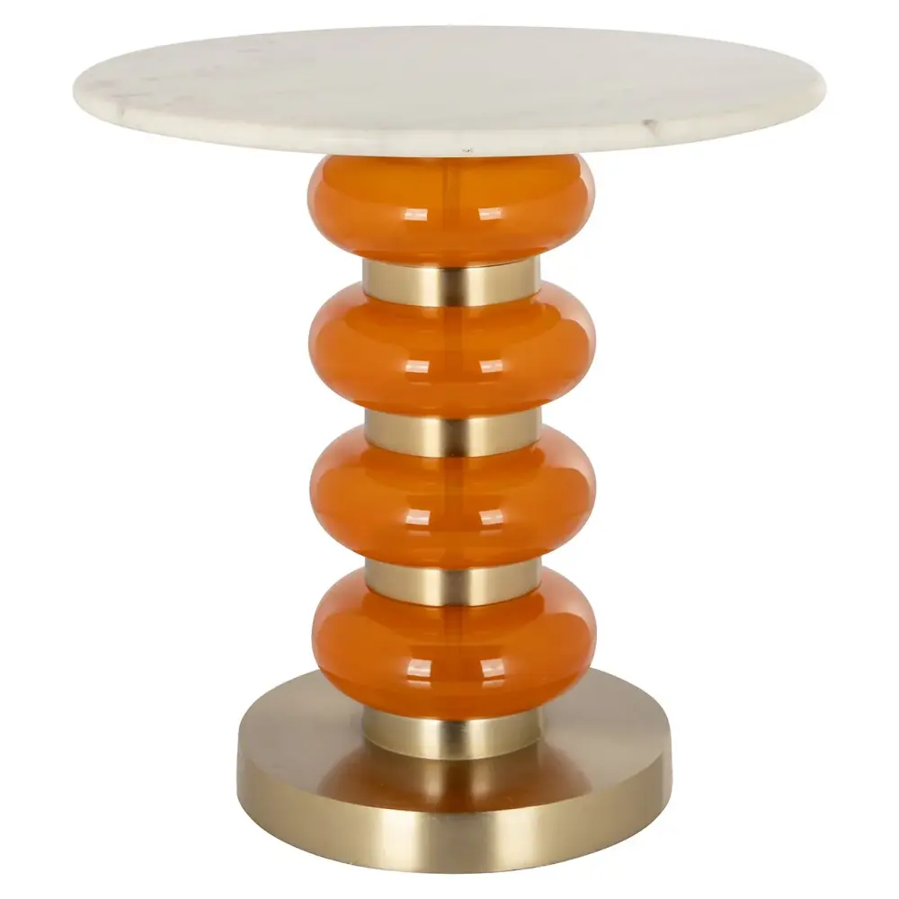 Boann Marble Round End Table - Coral