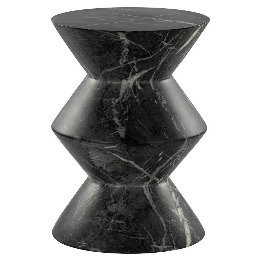 Bosco Round Side Table - Faux Charcoal Marble Umbrella Hole