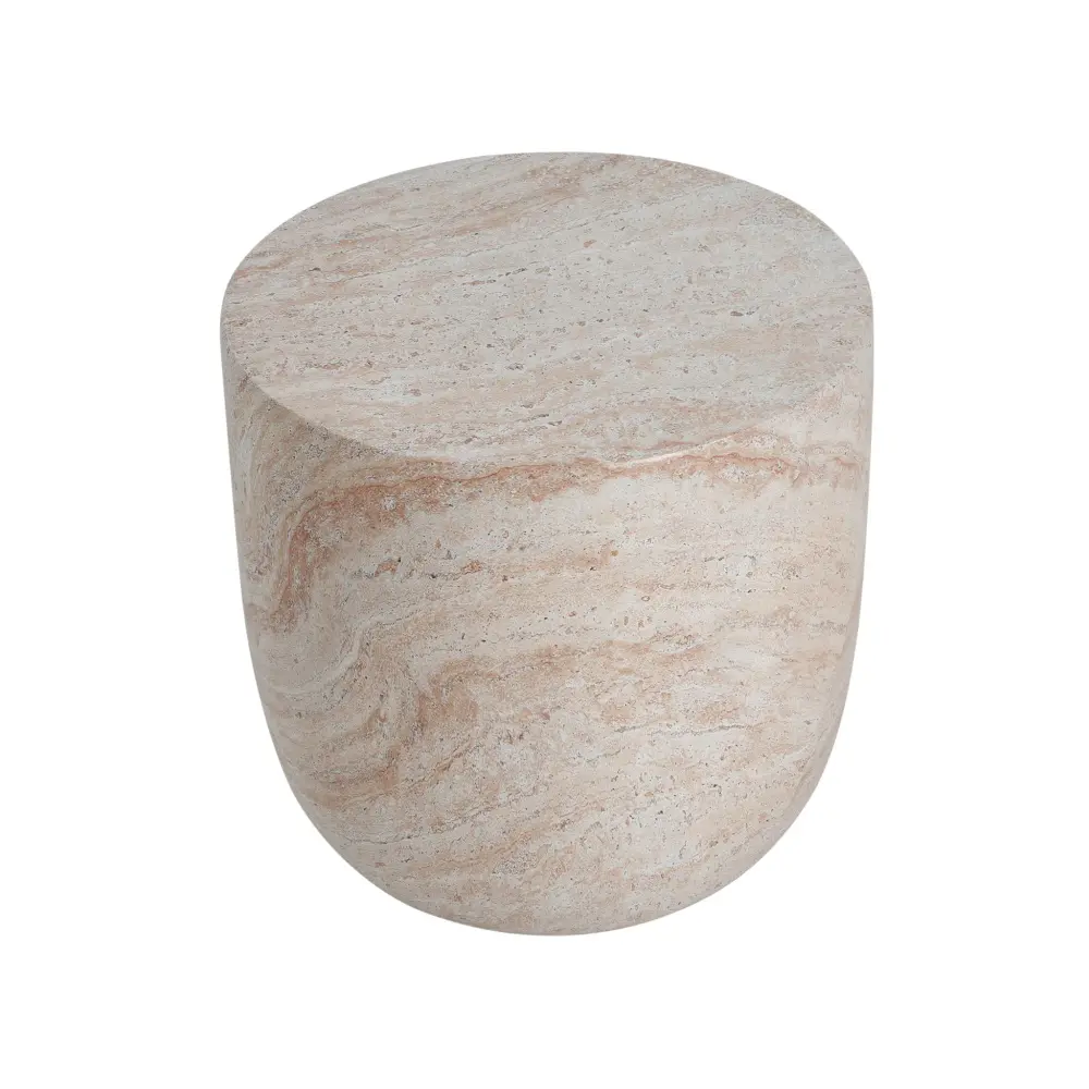 Extendable Dining Outdoor / Indoor, Portable Concrete Side Table Travertine - Beige