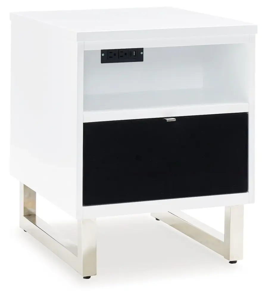 Gardoni - Chair Side End Table - White / Charcoal