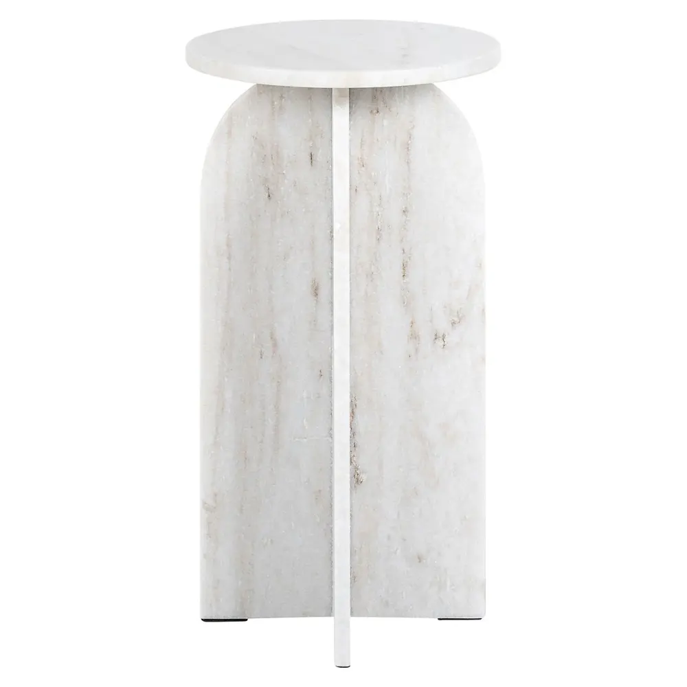 Luciano Marble Round End Table - Khaki