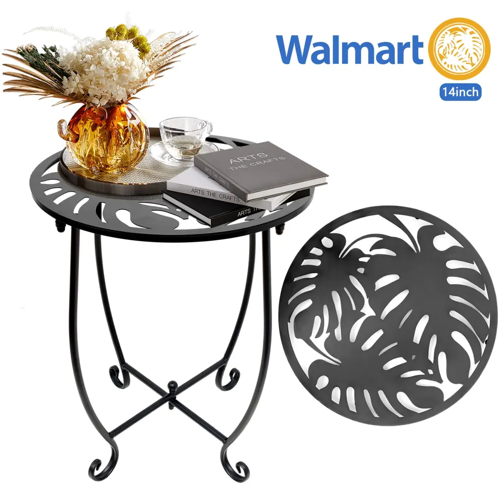 Rekopi 14 Inch Round Outdoor Indoor Side Table Patio Balcony Yard Porch Garden Bedside