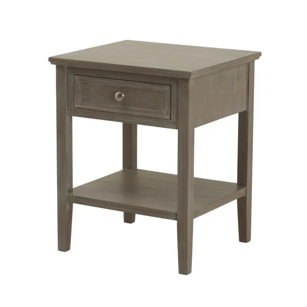 Serene Collection 1 Drawer Side Table - Grey Acacia Wood