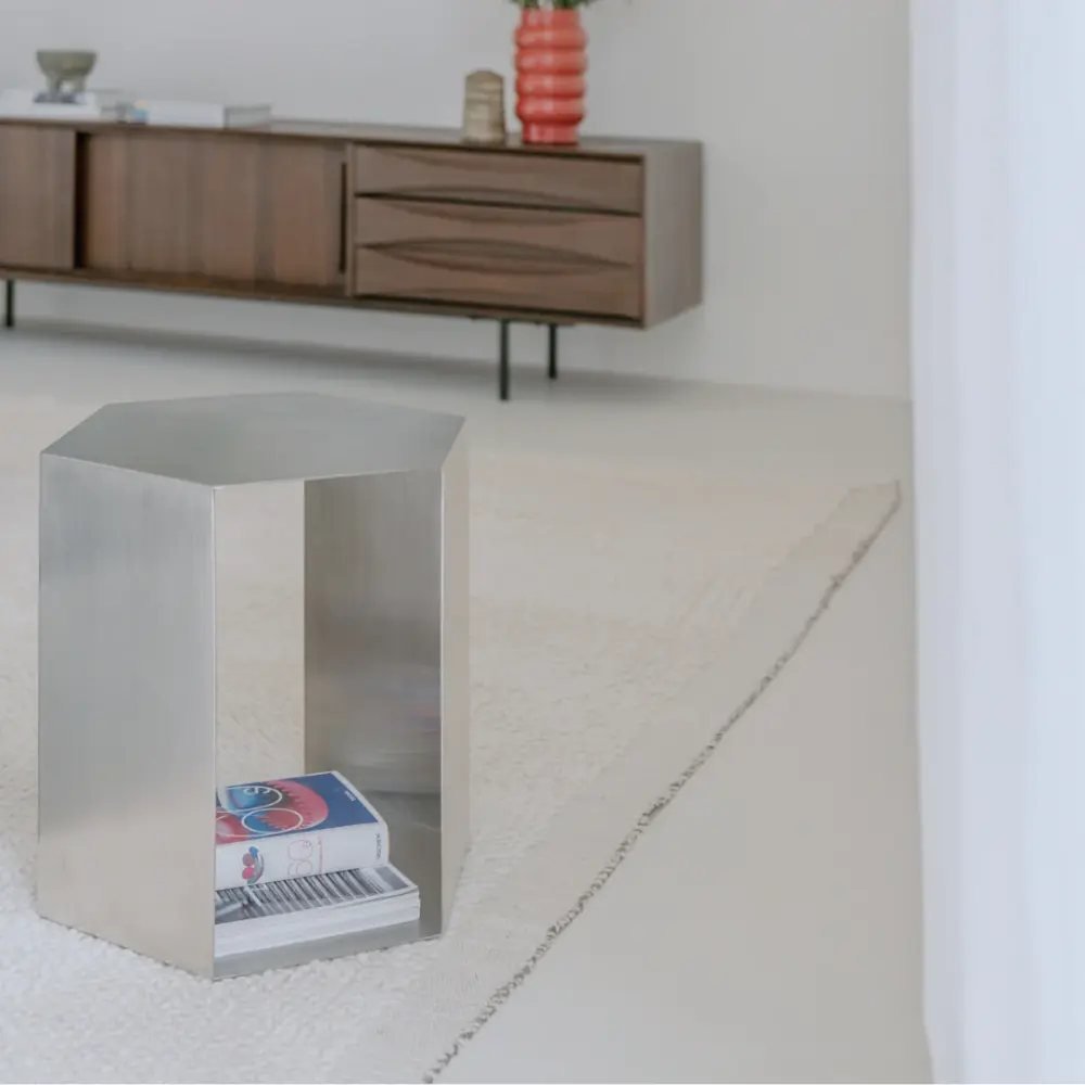 Side Table Metal - hexagon B46.2 D40 H45 - Stainless chromed