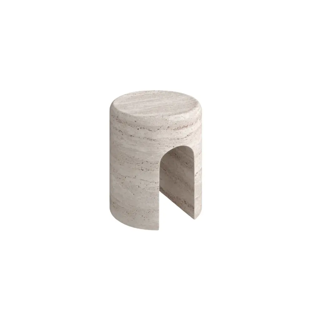 Side table Zuni - Unfilled snow travertine | Rust Resistant | Foldable