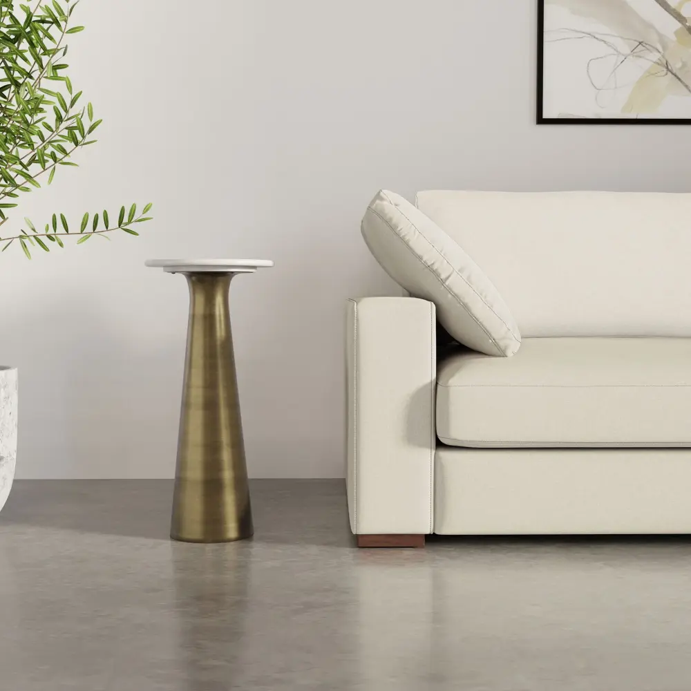 Stone Top Nicollette - Side Table - Antique Warm alloy