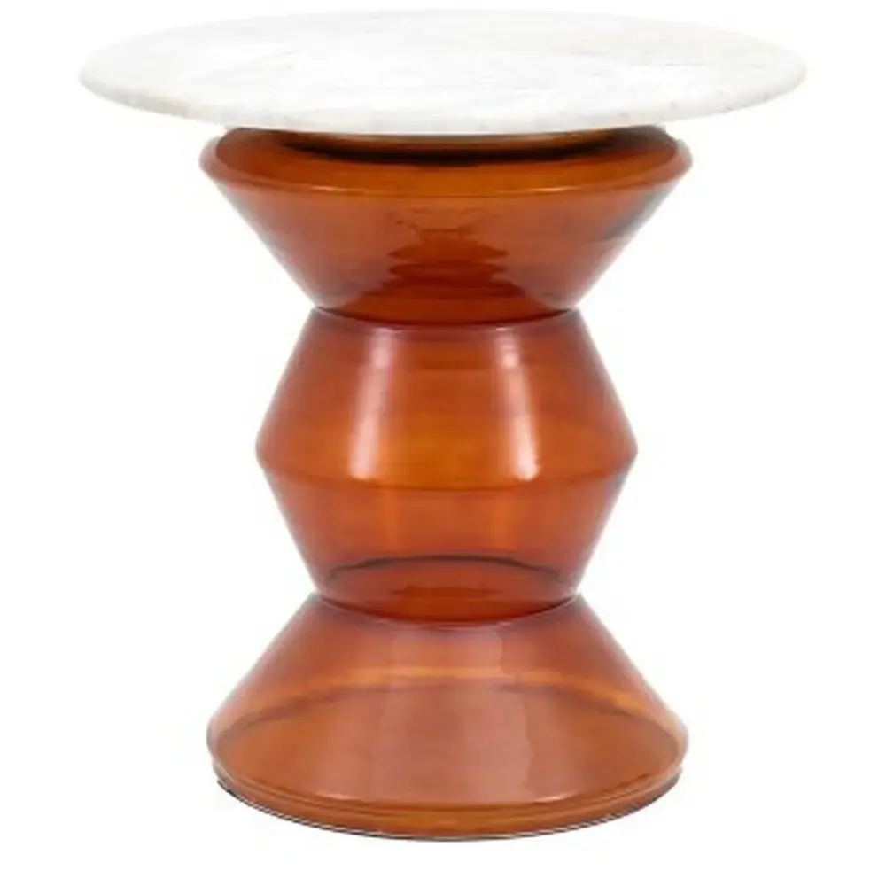 Tuscany Marble Top Round Side Table - Coral