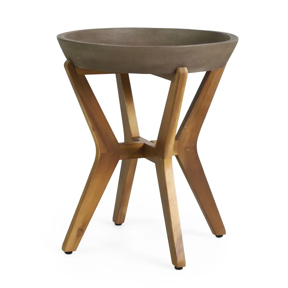 Yukon - Contemporary Side Table Easy-carry Concrete Top And Acacia Wood Frame - Gray